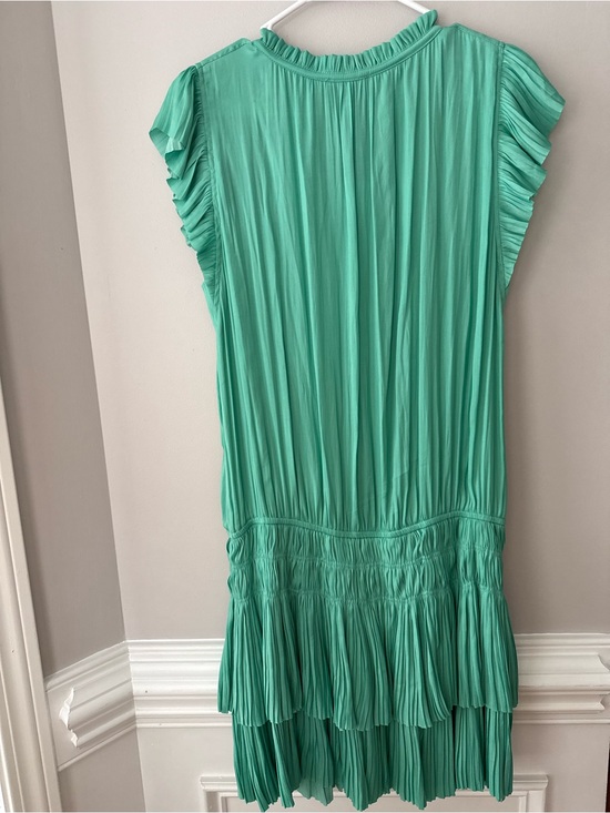 Anthropologie Current Air Lula Balou Fern Green Pleated Tie-Neck Dress Size  L